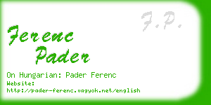 ferenc pader business card